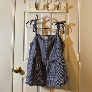 Old Navy Plus Size 2X Tie Sleeve Blue Gingham Tank